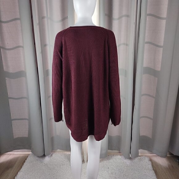 INC Womens Waffle Knit Side-Zip Pullover Purple Sweater Size XXL - Picture 3 of 11